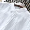 Mens Casual Shirts 2023 Designer Italy Style Linen Long-sleeved Shirt Men Brand 5 Colors Solid White for Top