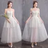 Roupas étnicas Mulheres brancas Bride Bride Wedding Banquet Mesh Mesh Autumn Sexy Spaghetti Strap Damas de dama de honra vestidos plissados ​​mais tamanho 3xl vestido de baile