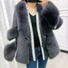 Women's Fur Natural Real Coat With Rivets 2023 Winter Motorbike Style Women's Jackets