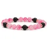 Rose Quartz Stone Pink Opal Glass Koraliki Strand Bransoletka dla kobiet -biżuterii dla kobiet