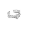 Cluster Ringe S925 Sterling Silber Breit für Unisex Vintage Falten Zirkonia CZ Kristall Midi Ring Antikes Schmuckzubehör