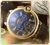 plein fonctionnel quartz mode mens horloge montres chronomètre 43mm sous cadrans travail ceinture en cuir véritable gros cadeaux masculins montre-bracelet relogio masculino