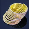Link braccialetti che vendono gioielli di moda strass a 10 righe braccialetto semplice elettroplatazione di cristalli all'ingrosso