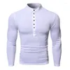 Men's T Shirts Mens Slim Fit V Neck Button Long Sleeve Muscle Tee T-shirt Casual Tops Henley For Male Spring Autumn Men Clothing