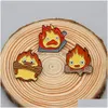 Spille Spille Calcifer Log Smalto duro Pin Studio Ghibli Fire Spilla Simpatici distintivi divertenti Drop Delivery Jewelry Dh3Wg