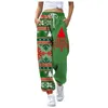 Active Pants Fashion Sweatpants Cartoon Xmas Mönsterbyxor Löst fickor Jultryckt sport Yoga sportkläder Pantalones de Mujer