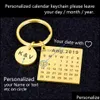 Key Rings Custom Keychain Engraved Date Stainless Steel Keyring Wedding Anniversary Gift For Boyfriend Girlfriend Drop Delivery Jewel Otsrd