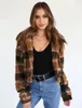 Women's Down 2023 Autumn And Winter Wear European American Short Plaid Splicing Thickened Lamb Wool Coat