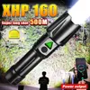 Taschenlampen Superstarke XHP160 Taschenlampe 18650 Typ C wiederaufladbare Lampe Zoom 800 m XHP70 Taktische Taschenlampe Outdoor Camping Arbeitslaterne P230517