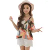 Clothing Sets Teen Girls Floral Tshirt Short Clothes For Summer Kids Casual Style Children's Costume 6 8 10 12
