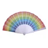 Arts et artisanat Mode pliant arc-en-ciel Fan plastique impression Colorf Home Festival décoration artisanat scène Performance danse Fans 43X2 Dhsbr