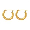 Hoop Earrings Classic Titanium Steel Hugging Circle For Women Vintage 18K Gold Plated Ear Buckle Fashion Jewelry Accessories