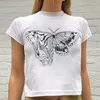 Camisetas para mujer Gaono Mujer Señora Mariposa Moda Casual 90s Imprimir Tee Crop Tops Camiseta para mujer para mujer Camisa Ropa Top Gráfico