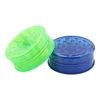 New Smoking Accessories 60mm 3 piece colorful plastic herb grinder for smoking tobacco grinders with green red blue clear FY2142 Wholesale