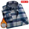 Mannen Casual Shirts 2023 Winter Heren Mode Warme Lange Mouwen Plaid Oversized Dikke Fleece Gevoerde Zachte Flanel Sociale Overhemd