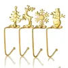 Juldekorationer gulddekoration krok sn￶flinga Santa ￤lg g￥va eldstad strumpa metallh￤nge droppleverans hem tr￤dg￥rd festlig p dhvsl