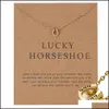 Collane con ciondolo Placcato oro in lega di zinco Collana con carta da donna Wish Bone Horseshoe Moon Charm Minimalista Drop Delivery Jewelry Pendenti Otobc