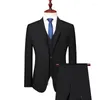 Men's Suits 3 Piece Set Men Casual Business Button Up Suit Blazer Pants Formal Wedding Dress Black Grey Three Outfits