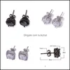 Stud Mens Hip Hop Earrings sieraden Nieuwe mode Black Sier Simated Diamond Round For Men 301 N2 Drop Delivery OT6EY