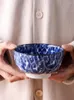 Bowls 1 PC Japanese Ceramic Blue Rice Soup Bowl Underglaze Exquisite Household Made In Japan