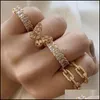 Band Rings Zirconia Square 18K Real Gold Plated Stainless Steel Cubic Zircon Finger Ring Drop Delivery Jewelry Otl29