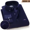 Men's Casual Shirts Cotton Corduroy Shirt Men Soft Leisure Solid Regular Fit Long Sleeve Spring Autumn Winter Fashion Clothing W/ Pocket