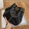 CC Brand Cross Body Vintage Cowhide Designer Bucket Bag Women Quilted Large Capacity Metal Chain Drawstring With Leather Belt Crossbody Handbags Lady Trend Shou