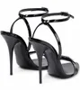 Summer Cassie Crepe Satin Sandals Shoes Women Claude Black Patent Leather Gladiator Sandalias Gold-tone Buckles Lady High Heels EU35-42