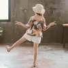 Clothing Sets Teen Girls Floral Tshirt Short Clothes For Summer Kids Casual Style Children's Costume 6 8 10 12