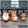 Portachiavi Carino Catena Sile Babbo Natale Pupazzo di neve Renna Albero Portachiavi Ciondolo Portachiavi Portachiavi Regali di Natale Car Bag Charms Drop Del Dhq1G