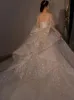 2023 Dubai Luxury a line Wedding Dresses sequined Plus Size Chapel Train Sweetheart vestido de novia Appliqued Bridal Wedding Gown252n