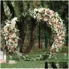 Decorative Flowers Wreaths Custom Champagne Moon Shape Flower Arrangement Rose Artificial Row Wedding Arch Decor Backdrop Wall Win Dhrxq