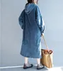 Robes décontractées Denim capuche femme 2023 printemps automne lâche manches longues poches grande taille femme surdimensionnée