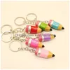 Key Rings 3D Pencil Keychains Resin Holder Cute Cartoon Creative Simation Pencils Shape Chain Keyrings Pendant Jewelry Drop Delivery Dhtgo