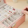 Jewelry Pouches Double-Layer Leather Box High Capacity Ear Stud Earrings Jewellery Storage Multi-Function Large Gift
