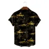 Chemises décontractées pour hommes Été Cosy Hommes Chemise hawaïenne Mode Plage Feuille d'or Floral Blusas Camisa Masculina Ropa Hombre Blouses boutonnées