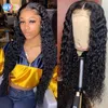 Curly Spets Front Wig 13x5x1 Middle Part Human Hair Wigs Pre Plucked Remy 28inch 180 Densitet Straight