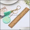 Key Rings Disc Tassel Keychain Bronzing Letter Pendant Leather Chain Bag Mother Day Party Gift Supplies 5 Colors 1254 B3 Drop Delive Dhcy0