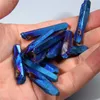 Pendant Necklaces 10pcs Blue Titanium Druzy Quartz Stick Point Chip Beads Raw Natural Crystals Pendants Necklace Loose For JewelryPendant