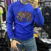 Men's Hoodies Fashion Sweatshirts Thickening And Warmth Rhinestone Exquisite Pattern Round Europe America Neck Male Hoody