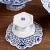 Plates Blue And White Porcelain Ceramic Plate Creative Afternoon Tea Dessert Household Microwave Oven