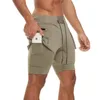 Herrshorts som kör shorts Sommaren Gym Fitness Training QuickDrying Jogging 2in1 Sports 230109