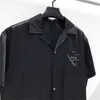 Men's Casual Shirts designer Luxury metal triangle pocket loose nylon short sleeve shirt mesh red versatile V77V