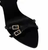 Летние сандалии Cassie из креп-атласа, женские сандалии Claude из черной лакированной кожи, сандалии-гладиаторы золотистого цвета с пряжками, женские туфли на высоком каблуке EU35-42