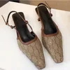 2023 Sandales à bride arrière pour femmes pompe Les chaussures à bride arrière Aria sont présentées Maille noire avec motif étincelant de cristaux Fermeture à boucle arrière