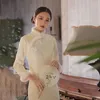 Vêtements ethniques Cheongsam Qipao robe chinoise pour femmes Vintage dentelle épaisse modifiée rétro robes jeune hiver chaud année Orient