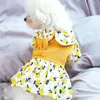 Vêtements de chien vêtements petite robe de velours côtelé de fleur jaune pour petit chiot chat de compagnie toute saison jupe de costume mignon