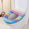 Bathroom Toilet Decoration Seat Cushion Pads Rainbows Coral Velvet Toilets Cover Winter Warm Stripe Closestool Seat Ring Covers BH4479 TQQ