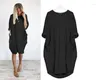 Party Dresses Solid Women Dress Summer Big Pocket O-Neck Long Sleeve Oversized Midi Spring Plus Size Casual Simply Vestidos