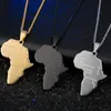 Pendant Necklaces Punk Africa Necklace Gift Black Color & Chain Hiphop African Map Men/Women Trendy Jewelry
